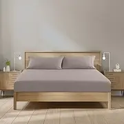 Royal Comfort Sheet Set 1500TC Cotton Blend Breathable Luxurious Ultra Soft Wrinkle Resistant, 1 x Fitted Sheet, 2 x Pillowcases (3 Pcs, Double, Stone)