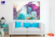 Abstract Blue Purple & Gold Art Wall Canvas Home Decor Australian Made Quality