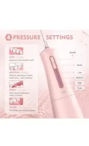 Pink SEJOY Water Flosser Cordless 6 Jet Rips Dental Floss Oral Irrigator Cleaner