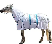 Gallopoff Horse Fly Blanket with Neck Part and Belly Bib, Eczema Blanket Horse with Adjustable Cross Surcingle, Protects The Horse's Skin from Scratches