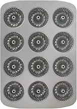 PME CSB123 12 Cavity Mini Fluted Ring Pan, Standard, Silver
