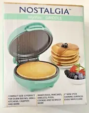Nostalgia My Mini Aqua Non-Stick Compact Griddle Pancake Pizza Eggs Omelet Maker