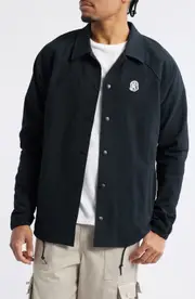 Billionaire Boys Club BB Dipper Logo Embroidered Cotton Seersucker Jacket in Black at Nordstrom, Size Large