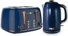 Electric Kettle and Toaster SET Deal Stainless Steel Copper Blue