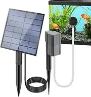 Solar Powered Air Pump - Oxygen Pump With Air Stone | Oxygenator Aerator Air Pump | Air Bubbler Aquarium Bubbler Pump | Pond Aerator Solar Fish Tank Aquarium Accessories