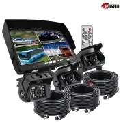 7" QUAD MONITOR 4PIN 3X IR CCD REVERSING CAMERA 12/24V 33FT 4PIN CABLE TRUCK VAN