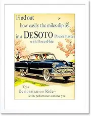 Ad Car Automobile Classic Desoto Blue Cool USA Framed Wall Art Print