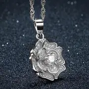 Solid 925 Sterling Silver Flowery Pendant