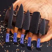 Handmade Damascus Steel Kitchen Chef Knives Set, For Kitchen Use gift for her.