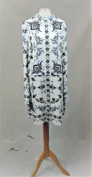 Warehouse Place Persian Long Line White Shirt 10 Uk Rrp £55 CR018 AA 07