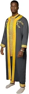 [Sweejim] African Men Clothing Embroidery Agbada Robes Shirts And Pants 3 Piece Set Dashiki Garments