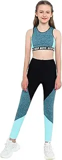 [Lejafay] Girls Tracksuit Set Two Piece Crop Tank Top and Leggings Pants Kids Sports Dance Clothes