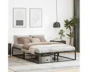 Metal Bed Frame Black 137x187 cm Double Storage Slatted Durable