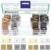 Cimeton 40Sets Button Clasps Round Snaps Fastener Clasps Plum Blossom Type Sew in Bag Button Closure Purse Handbag with Washer DIY Craft Buttons Kit (Assortment Kit)