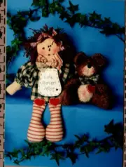 Love Matters Most Bear & Raggedy Sitting Doll Pattern Cottage Primitive Folk
