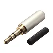 3 Pole Male Headphone Jack Plug Metal Audio +Heat Shrinkable Tube