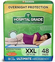 Incontinence Bed Pads [48 Pack] Underpads 30 x 36 Disposable Ultra-Heavyweight Super Absorbent & Waterproof, Patient Repositioning [375 lbs.] Maximum Strength Breathable Backsheet For Skin Protection