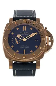 Watchfinder & Co. Panerai Preowned Submersible Leather Strap Watch, 42mm in Blue at Nordstrom One Size