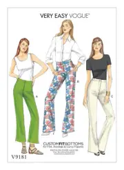 VOGUE SEWING PATTERN 9181 MISSES 6-14 EASY SLIGHTLY BELOW WAIST BOOT-LEG PANTS