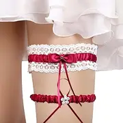 [Mayoii] 2-Piece Wedding Garters for Brides, Lace Blue Garters with Satin Ribbon Bow, Elastic Women's Bridal Accessories