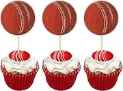 Gyufise 36Pcs Cricket Cupcake Toppers Sports Ball Cricket Cupcake Picks Cricket Theme Birthday Cake Decorations for Baby Shower Kids Birthday Party Cake Decorations Supplies