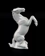 9942878 Porcelain Figurine Rearing Horse White Wagner & Apel H17cm