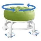 PU Leather Round Stool With Wheels 360 Degree Rotating Low Seat Household