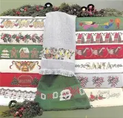 CHRISTMAS CROSS STITCH STITCH FINGERTIP TOWELS ---- 14 VINTAGE PATTERNS