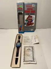 Vintage 1989 Nintendo Super Mario Bros Game Watch - Black In The Box COMPLETE!