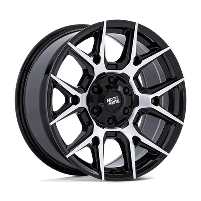 20x9 Moto Metal MO813 Mason Gloss Black W/ Machined Wheel 6x135/6x5.5 (10mm)