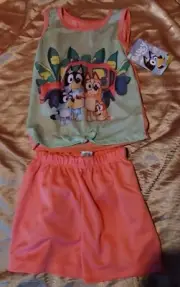 Brand New Rare BLUEY 4T Girls Short Set W@W L@@K
