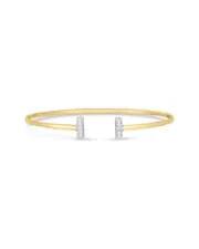 14K Italian Gold 0.08 ct. tw. Diamond Accent Bar Bangle Bracelet