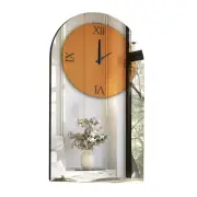 Modern Arched Mirrored Wall Clock Silver Glass Roman Numerals