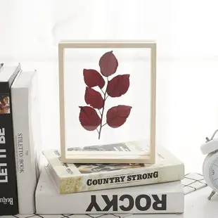 木質創意雙面玻璃植物標本相框原木色立體畫框透明木質相框定制