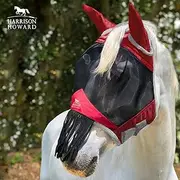 Harrison Howard CareMaster Fly mask with Ears and Nose Fringe Ruby (M; Cob)