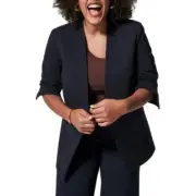 NWT SPANX The Perfect Collarless Blazer Navy Blue 1X Plus Size