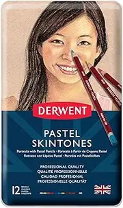 [Derwent] Pastel Portrait Pencils, Drawing & Writing, Set Of 12 Colouring Pencils For Portrait Drawing, Ideal For Blending & Detailing, Professional Quality, 2300563