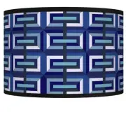 Drum Print Lamp Shade Parquet Blue Small 12x12x8.5 Spider with Harp and Finial