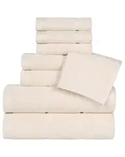 Superior Milo Smart Twist Cotton Medium Weight Solid Ribbed 8pc Towel Set