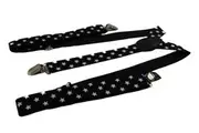 Mens Adjustable Black With White Stars Patterned Suspenders