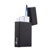 Broad Matte Black Jet Lighter Metal Flip Top Windproof Fluid Refillable