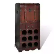 NNEVL Wooden Wine Rack for 9 Bottles with Storage
