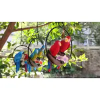 在飛比找蝦皮商城精選優惠-仿真雙鸚鵡擺件 小鳥吊飾 庭院花園飾品