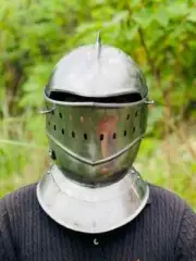 Medieval European Closed Helmet – Wearable Medieval Knight Armor – 16 Ga Steel
