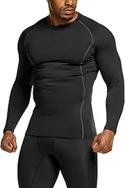 [TSLA] Men’s Thermal Compression Base Layer Shirt | Fleece-Lined Long Sleeve Top for Winter Running & Training (1 or 2 Pack)