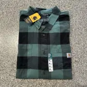 Carhartt Rugged Flex Flannel Shirt Plaid Mens Size 3XL Green Relaxed Fit