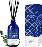 Navy Blue Reed Diffuser Set - 3.72 Oz (110ml) Eucalyptus Scent, 6 Diffuser Sticks, Elegant Home & Bathroom Decor, Long-Lasting Fragrance