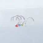 20g 14kt white gold nostril screw sapphire light siam peridot CZ nose ring