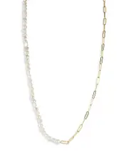 Aqua Cultured Freshwater Pearl & Paperclip Chain Collar Necklace, 16-18 - Exclusive