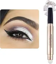 Eye-Shadow Stick Makeup Cosmetics Eye Brightener Stick, Rotatable Cream Eye Shadow Pencil, Glitter Shimmer Eyeshadow Stick with Soft Brush for Eye Makeup (01# Pearl White Shimmer)